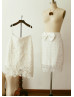 Ivory Lace Ruching Sash Knee Length Skirt